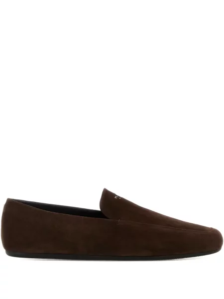 Pantofi loafer Prada din piele de căprioară maro