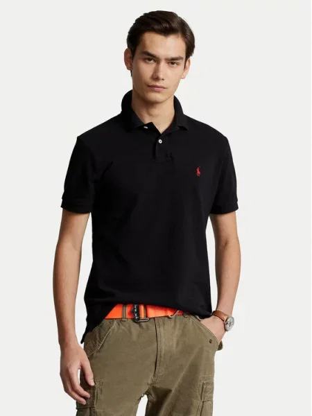Lniana koszulka polo Polo Ralph Lauren czarna