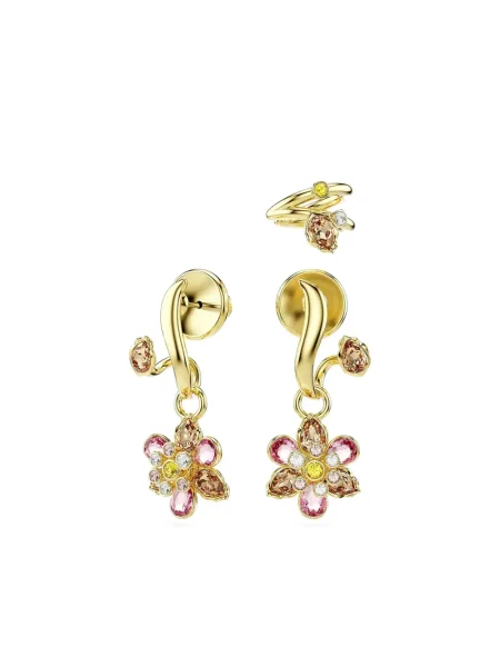 Cercei Swarovski cu model floral auriu