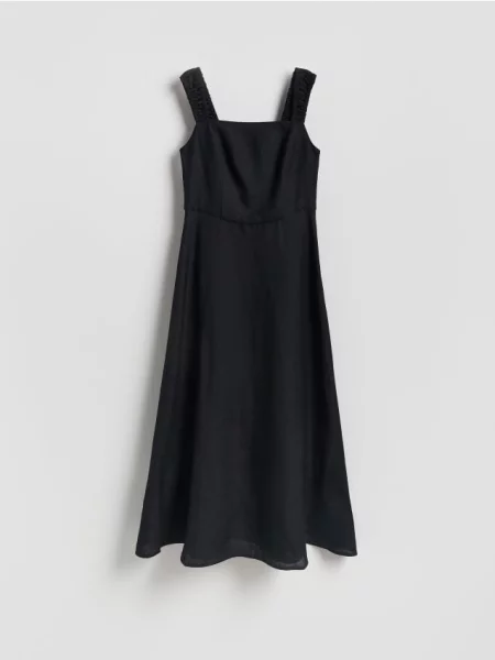 Reserved Rochie midi din amestec de in negru