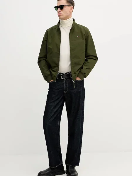 Tommy Hilfiger sweter z dodatkiem wełny lekki z golferm beżowy