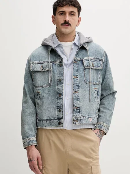 Guess Jeans jachetă pentru bărbați denim albastru