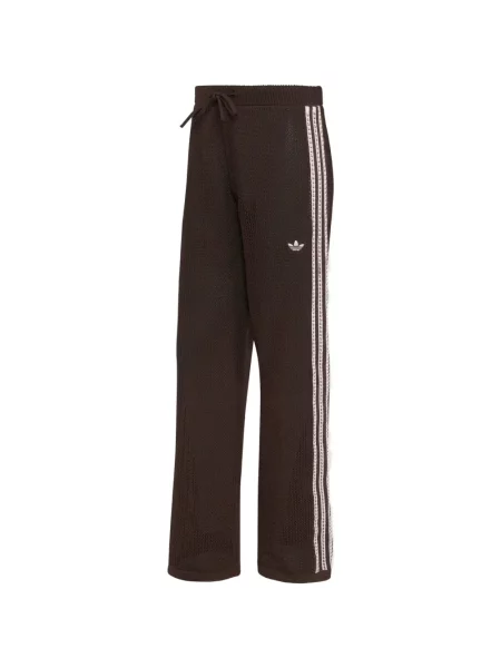 Pantaloni Adidas cu dungi alergare tricotate maro