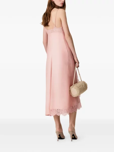 Rochie midi Stella Mccartney de mătase roz
