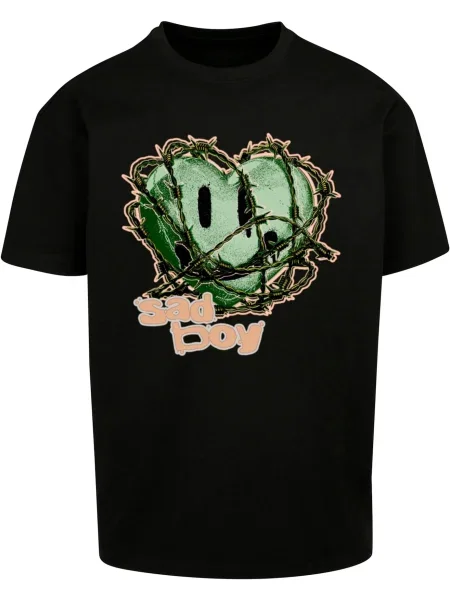 MT Upscale Tricou Sad Boy verde / portocaliu piersică negru