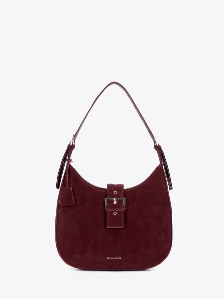 Torebka na ramię w stylu hobo bordowa