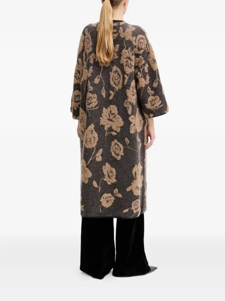 Palton Liviana Conti cu model floral gri