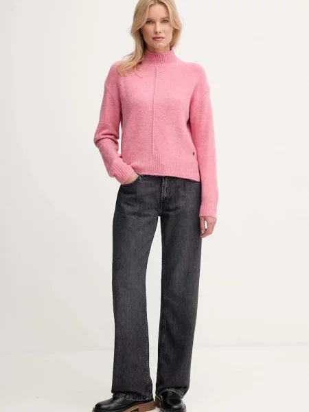 Шерстяной свитер Pepe Jeans розовый