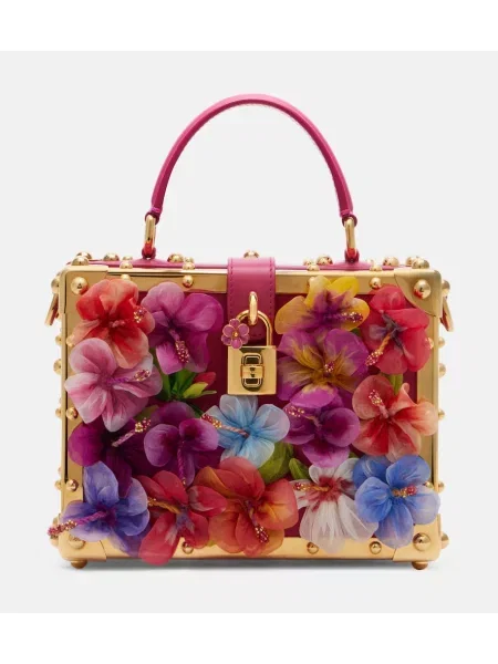 Usnjena torbica Dolce&gabbana s cvetličnim vzorcem roza