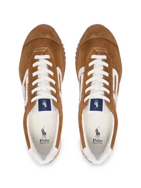 Kožni top Polo Ralph Lauren sa šiljcima s herringbone uzorkom smeđa