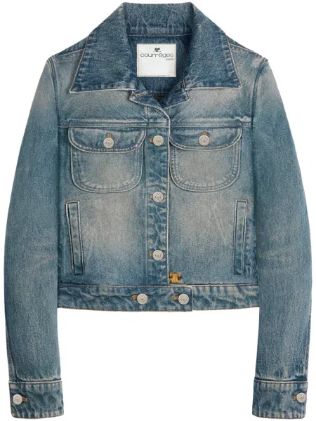 Geacă de blugi Courreges cu broderie albastru