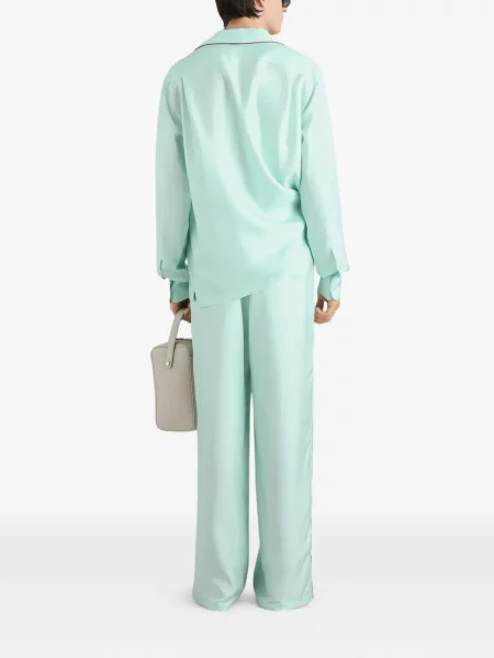 Pantaloni Dolce & Gabbana de mătase albastru