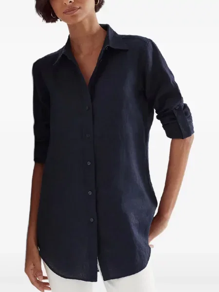 Λινό πουκάμισο Lauren Ralph Lauren μπλε