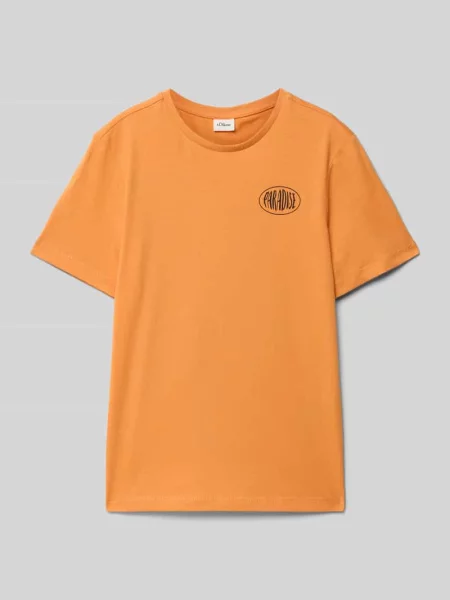 T-shirt o kroju regular fit z czystej bawełny S.oliver Red Label pomarańczowa