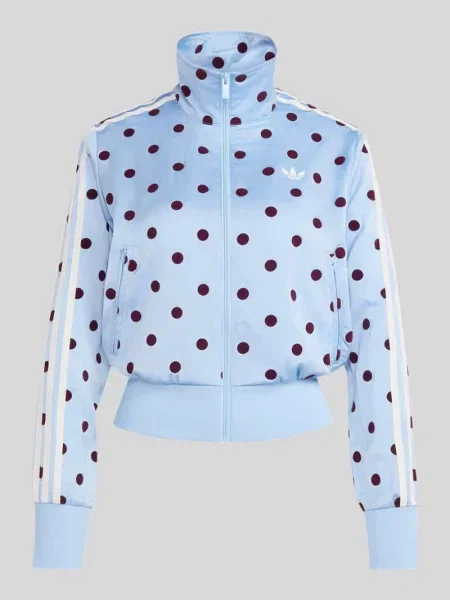 Satynowy top Adidas Originals w grochy do biegania niebieski