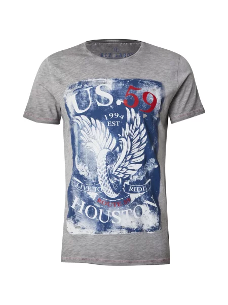 Key Largo Tricou HOUSTON gri / roșu alb