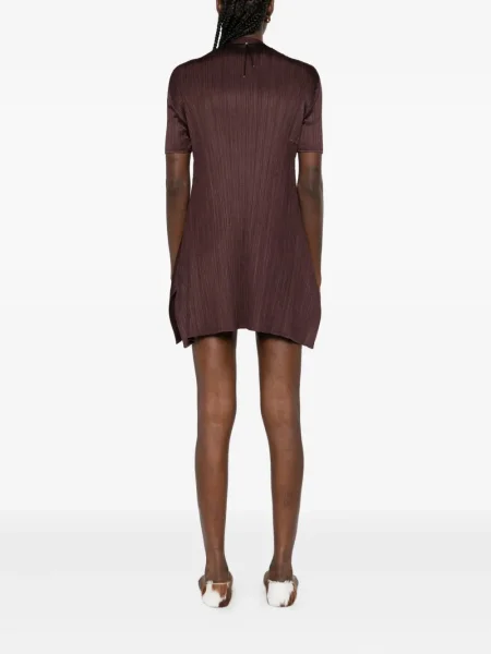 Плисирана костюм мини мини рокля Pleats Please Issey Miyake кафяво