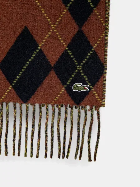 Шерстяной шарф Lacoste коричневый