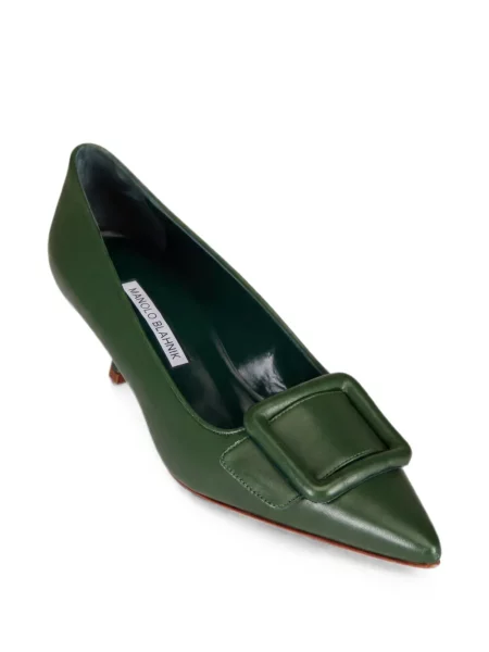 Pantofi cu toc Manolo Blahnik cu cataramă verde