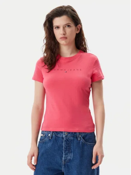 Tommy Jeans T-Shirt Tonal Linear ροζ