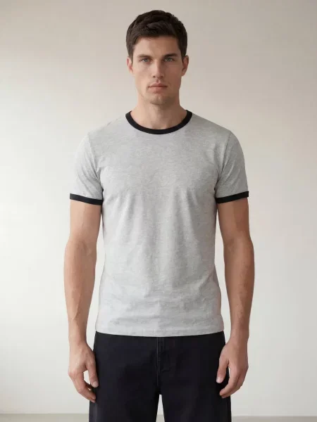 ARMIE Majica The Dave Slim-Fit T-shirt svetlo siva
