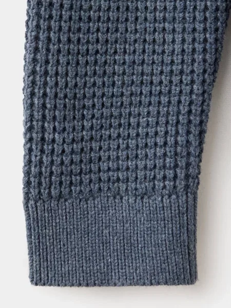 Sweter z dzianiny z teksturą Dzieci lata MANGO KIDS ciemnoniebieski