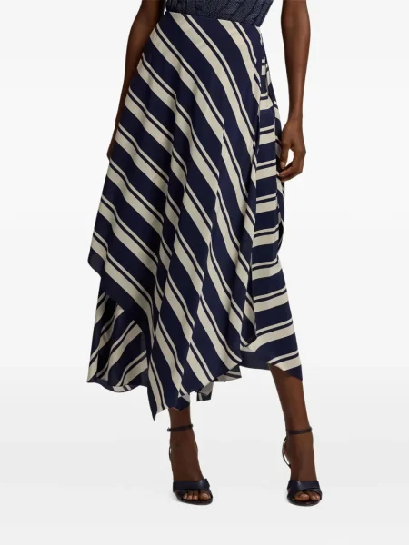 Fustă Ralph Lauren Collection cu dungi albastru