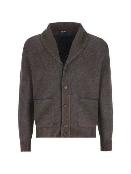Gulerat cardigan Zegna tricotate maro