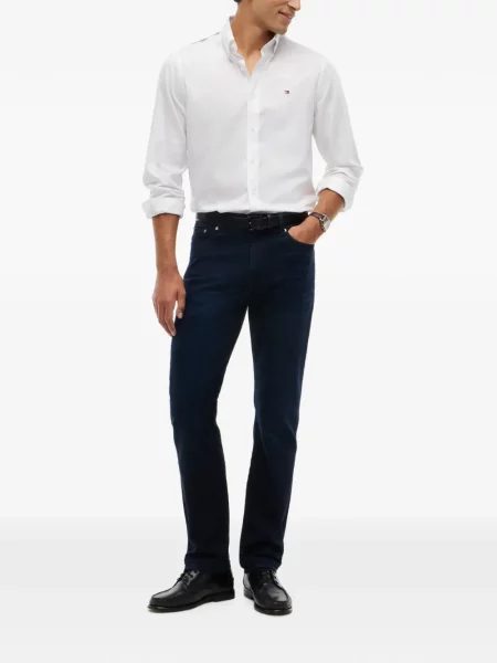 Blugi drepți Tommy Hilfiger cu autograf albastru