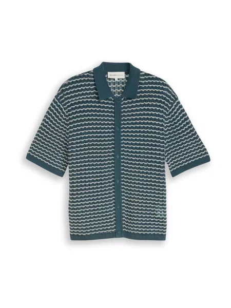 TOM TAILOR DENIM Geacă tricotată verde petrol alb