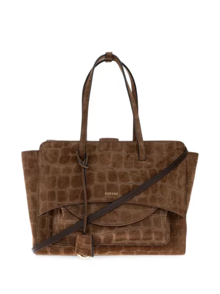 Semišová shopper kabelka Hidesins hnědá