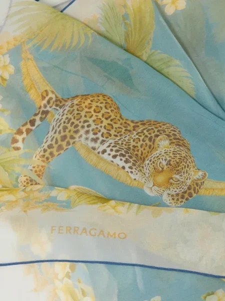 Fular Ferragamo de mătase cu imagine albastru