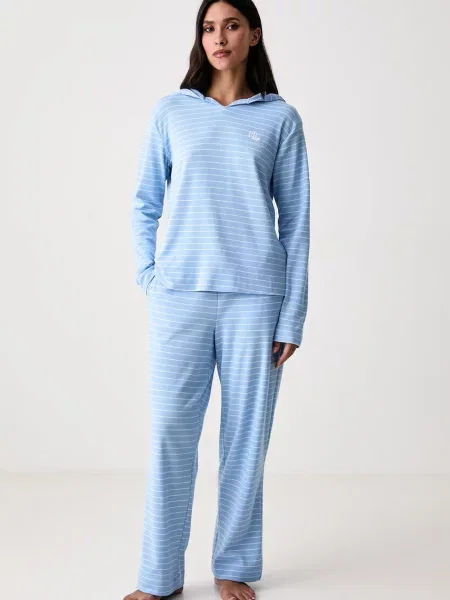 Lauren Ralph Lauren dvoudílné pyžamo s bavlnou modré