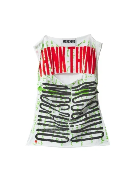 Wielobarwność udrapować top Moschino z nadrukiem