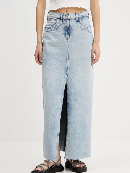 Tommy Jeans fustă maxi drept albastru