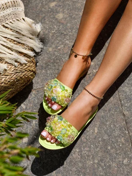 Джапанки Resti с кристали зелено