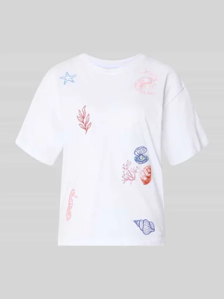 Krój regular fit t-shirt z czystej bawełny model EMMINA' Only biała