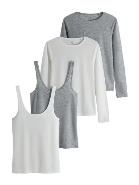 The Set Tricou gri alb