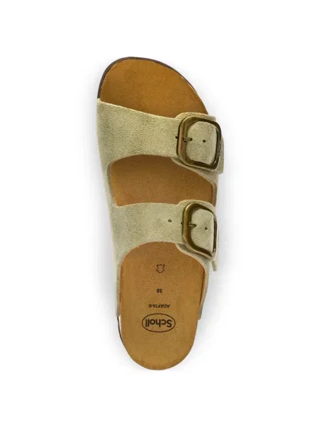 Sandale Scholl din piele de căprioară cu cataramă verde