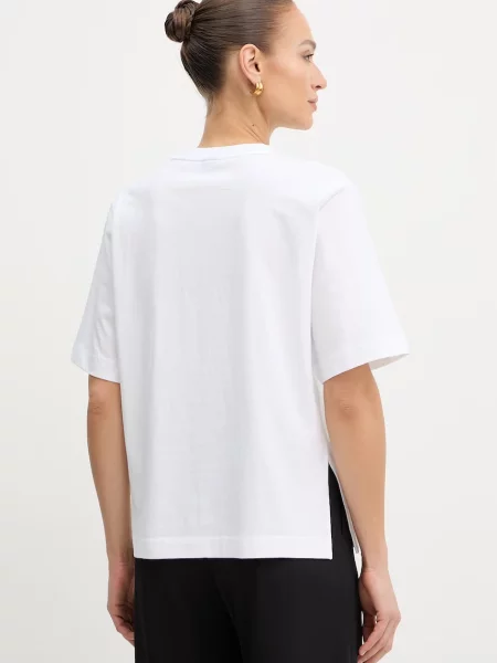 Boss Koszulka Eregular Z Ozdobnymi Perełkami weiss biała