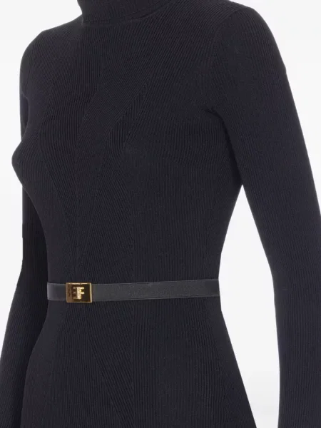 Öves midi ruha Elisabetta Franchi fekete