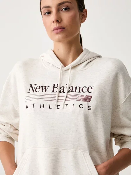 New Balance kapucnis melegítőfelső női pamuttal bézs