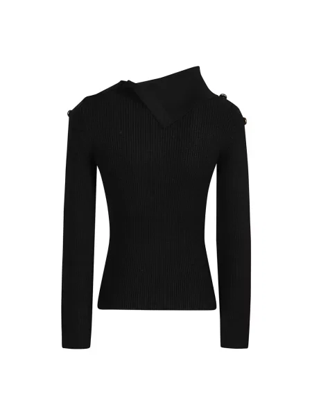 Sweter z golfem Elisabetta Franchi z długim rękawem czarny