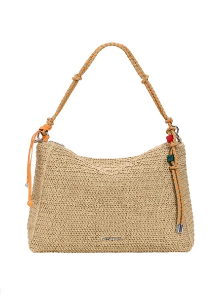 Geanta crossbody Desigual cu autograf bej