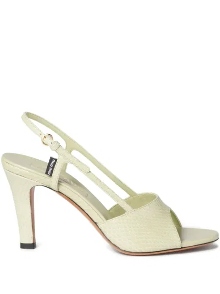 Sandale Miu Miu din piele slingback verde