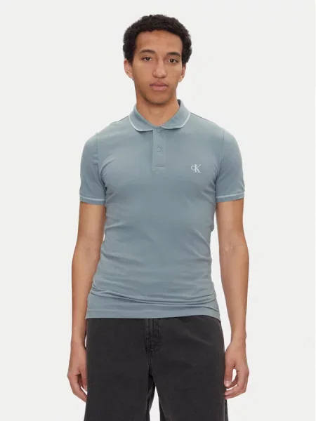 Polo majica Calvin Klein Jeans modra