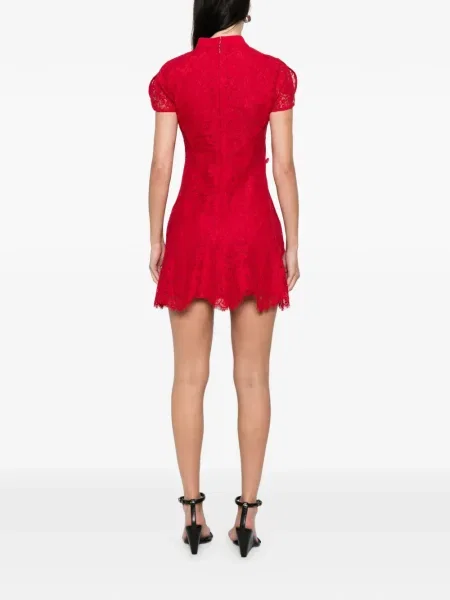 Rochie mini Self-portrait din dantelă de costum roșu