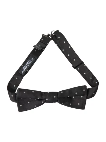 Jedwabny krawat Dolce And Gabbana w grochy czarny
