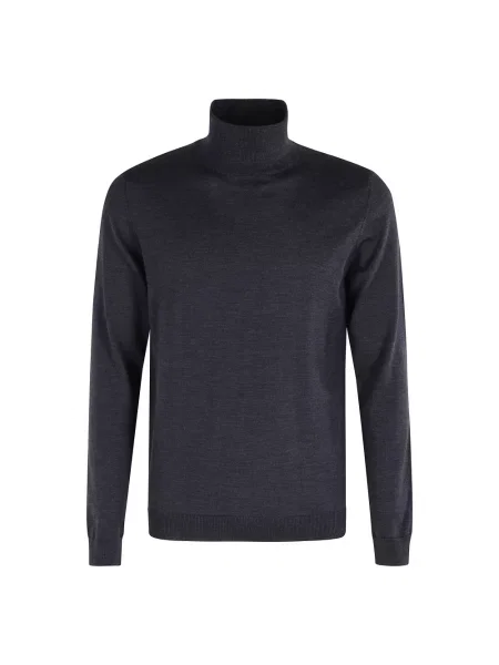 Dzianinowy sweter z golfem Roberto Collina niebieski