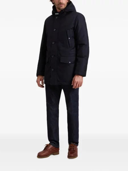 Palton Woolrich cu glugă albastru